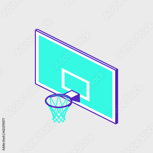 Basketball hoop and backboard isometric vector illustration