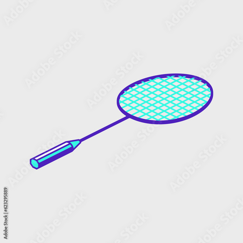 Badminton racket isometric vector illustration