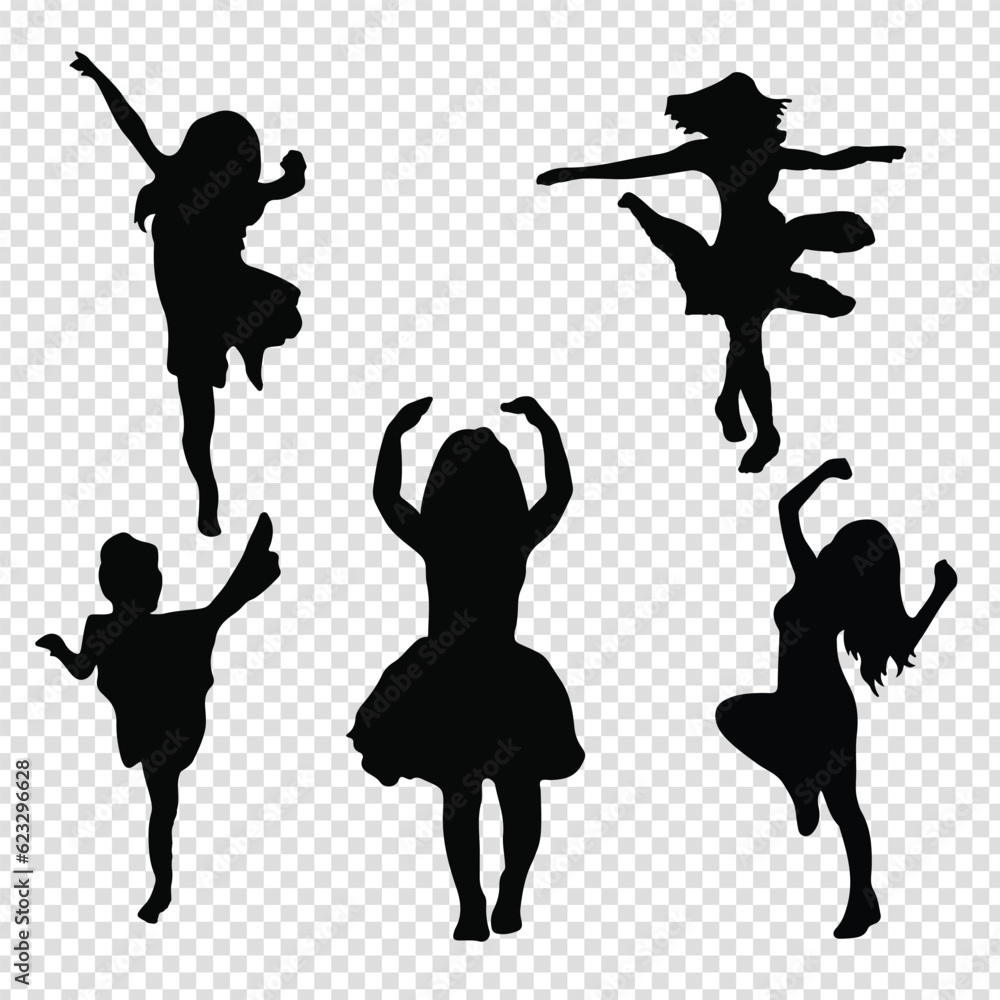 cute girl with elder girl dancing pose vector file