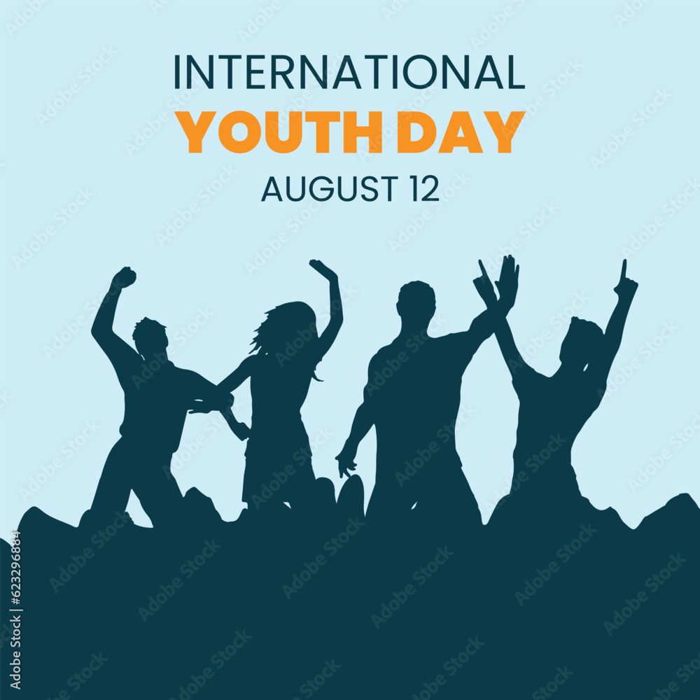 international youth day post with water color art design vector file international youth day post with water color art design vector file