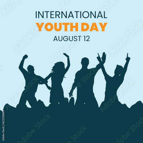 international youth day post with water color art design vector file