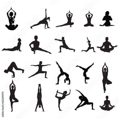 yoga poses all different arts's vector files
