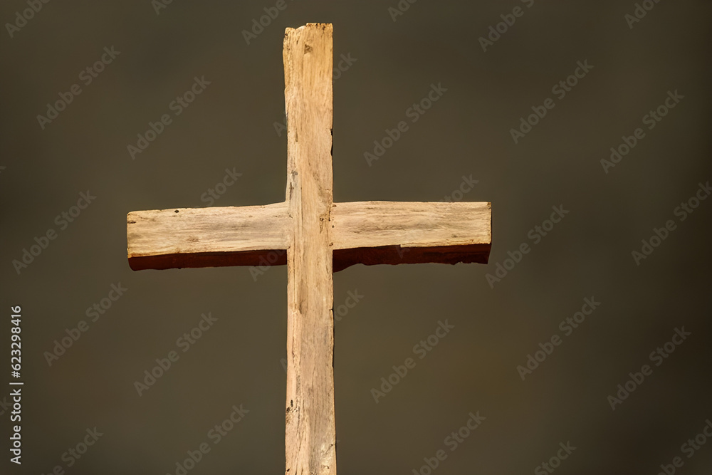 Wooden cross and wide background, Generative AI Wooden cross and wide background, Generative AI