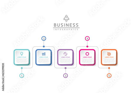Vector infographic business presentation template connected with 5 options