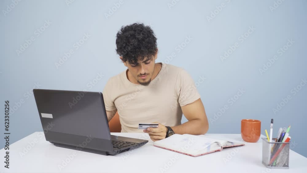 Man shopping from laptop. Man shopping from laptop.