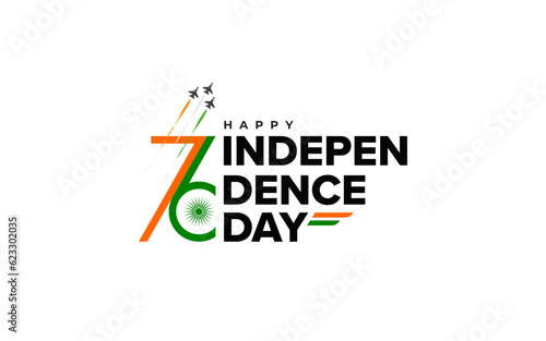 76 Years Happy Indian Independence Day Celebration Typographic Design vector illustration