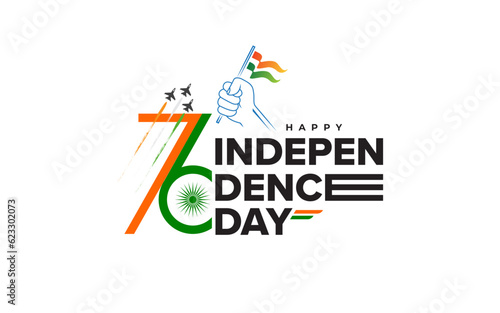 76 Years Happy Indian Independence Day Celebration Typographic Design vector illustration
