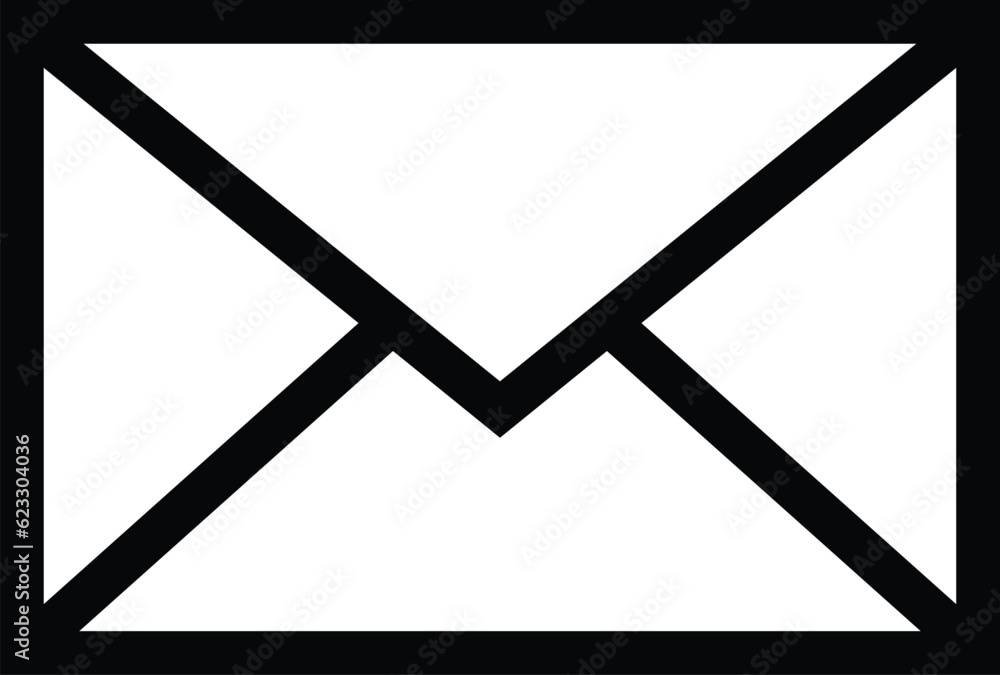 Email envelope black icon on isolated white background. Vector illustration Email envelope black icon on isolated white background. Vector illustration