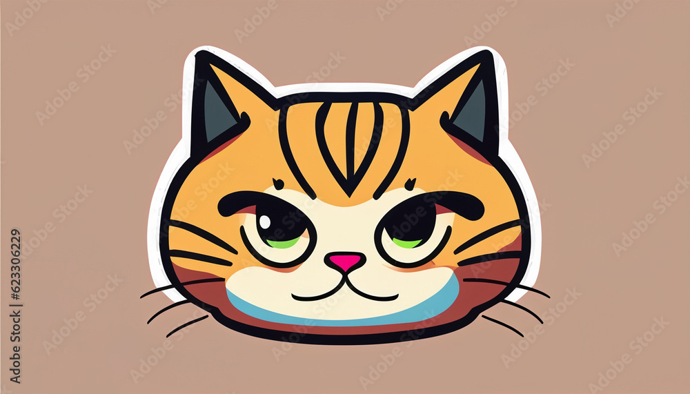 a cute cat head cartoon illustration 1