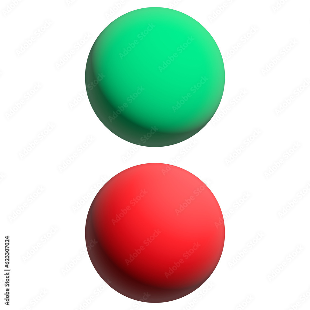 red and green spheres