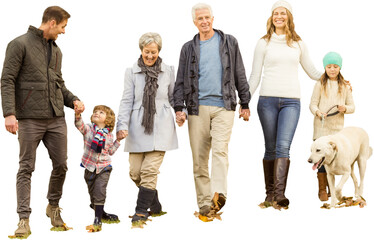 Digital png photo of caucasian family with dog on transparent background