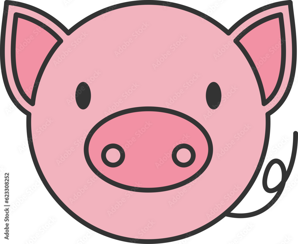 Pig line filled icon. Animal icon simple style. Pig line filled icon. Animal icon simple style.