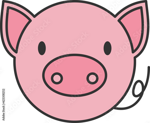 Pig line filled icon. Animal icon simple style.
