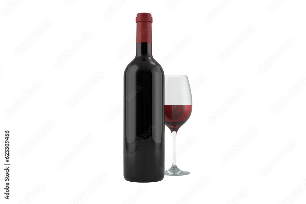 Digital png illustration of bottle and glass of red wine on transparent background Digital png illustration of bottle and glass of red wine on transparent background