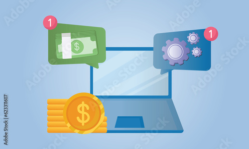 open-source money.on blue background.Vector Design Illustration.