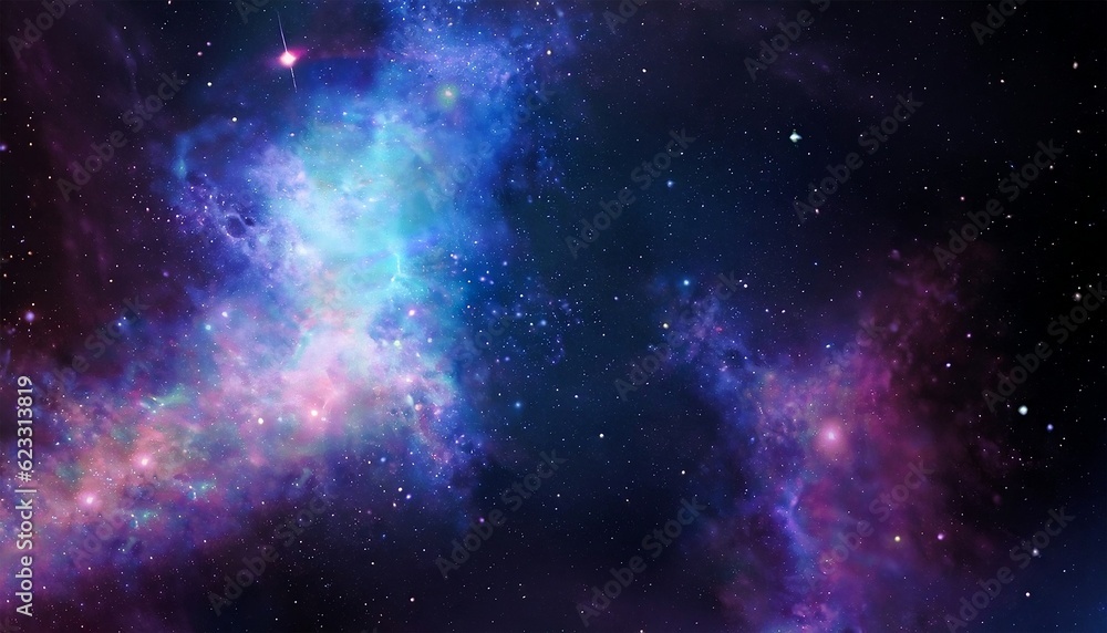 Fototapeta premium A web banner featuring nebula&nbsp;and stars in the night sky