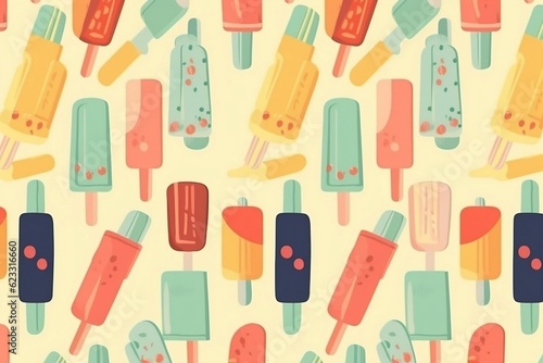 ice cream popsicle seamless pattern background
