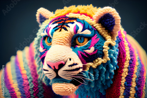 a tiger made of wool Generative AI,