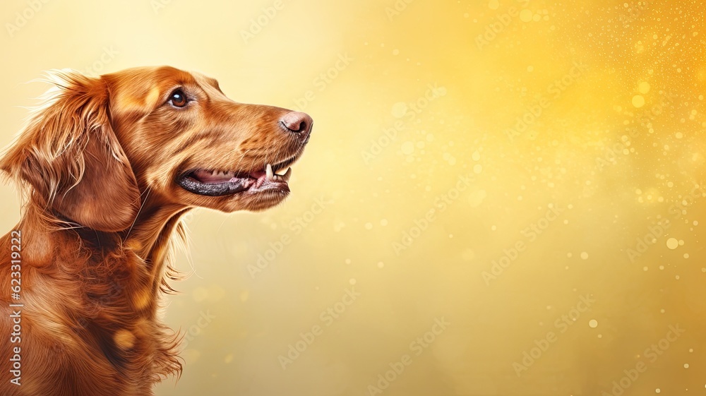 Dog, cute pet. Web banner with copy space. Generative AI