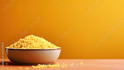 Cous cous, couscous. Web banner with copy space. Generative AI photo