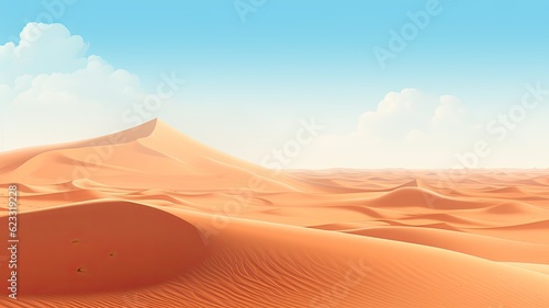 Desert with dune, sand, landscape. Web banner with copy space. Generative AI