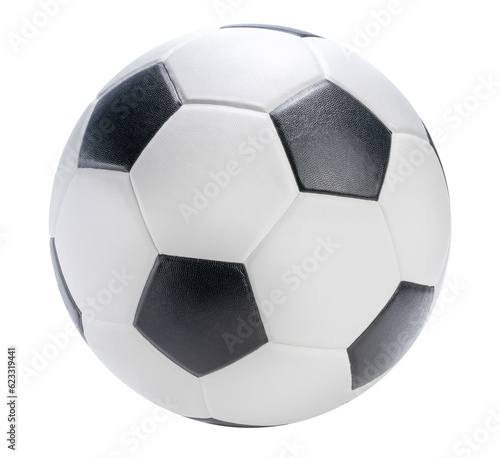 Sports equipment concept, Football or soccer ball on white With clipping path.