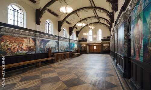 The church hall is adorned with exquisite paintings Creating using generative AI tools