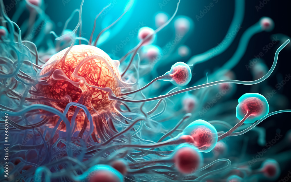 Nervous system or tumor cell concepts.microbiology sea anemone or ...
