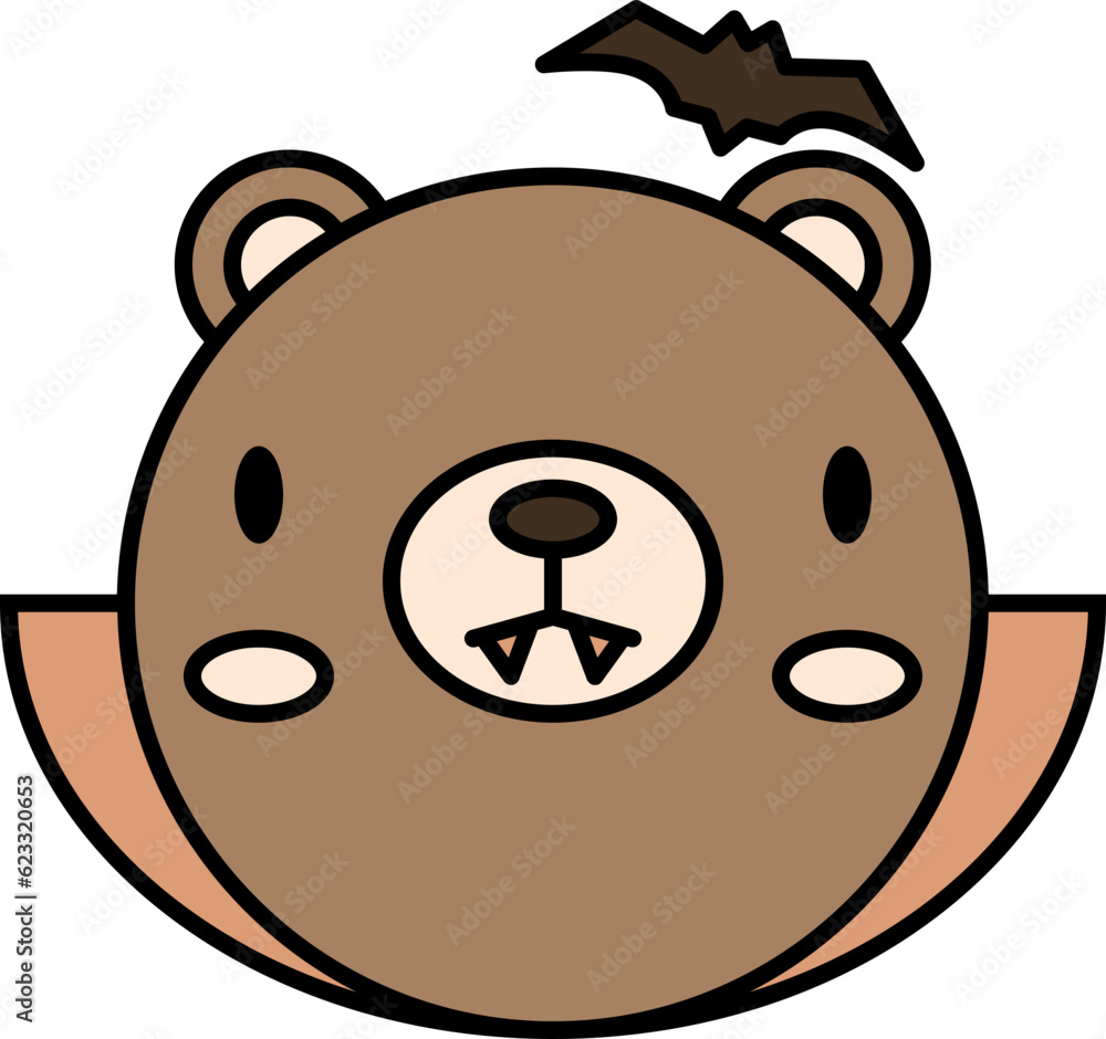 Bear halloween line filled icon. Halloween icon simple style.