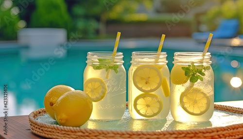 fresh lemonade with lime and mint