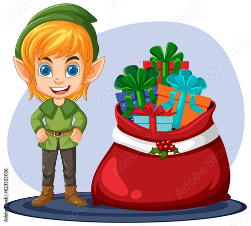 Elf with Christmas gift