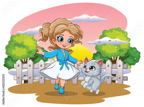 Cute girl dancing isolated