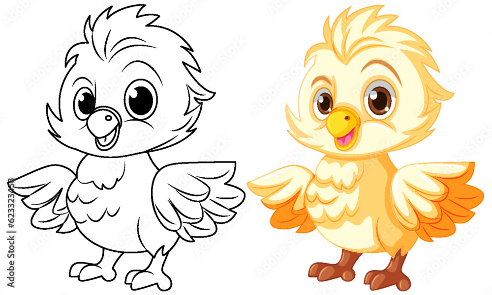 Fototapeta premium Chick doodle coloring page for children