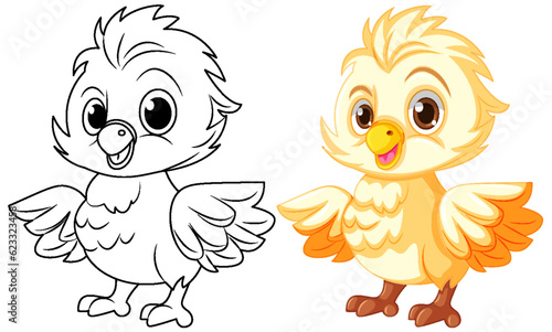 Chick doodle coloring page for children
