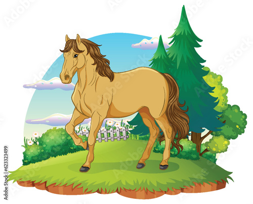 Brown horse cartoon isolated