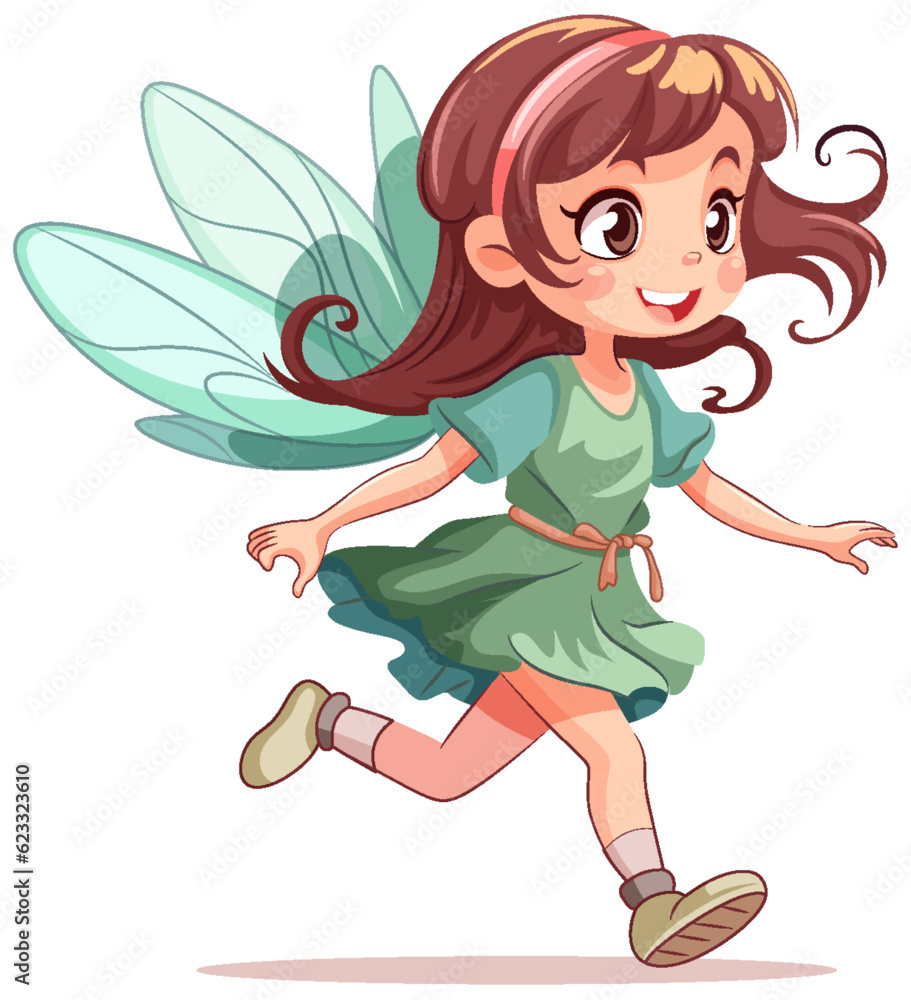Fairy Princess in Green Dress Cartoon Character Fairy Princess in Green Dress Cartoon Character