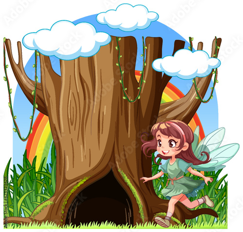 Fairy cartoon in fantasy land