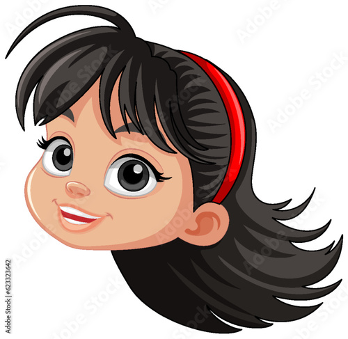 Cute Asian girl head cartoon