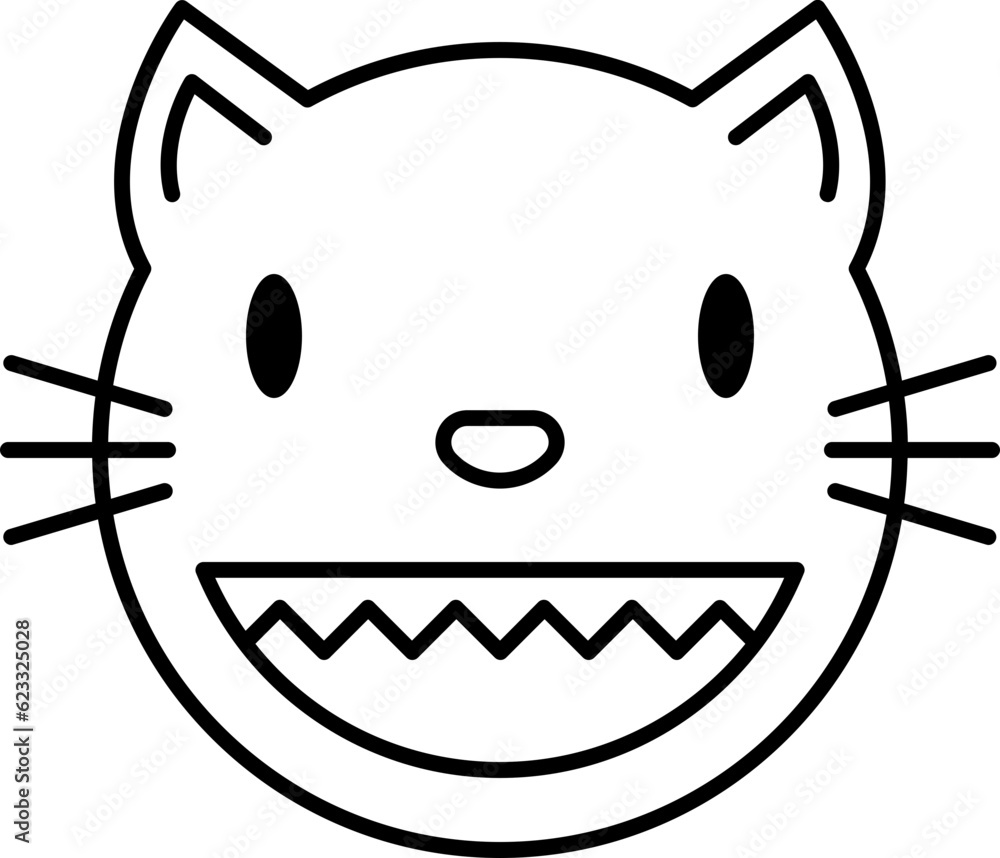 Monster cat line icon. Face halloween icon simple cartoon style.