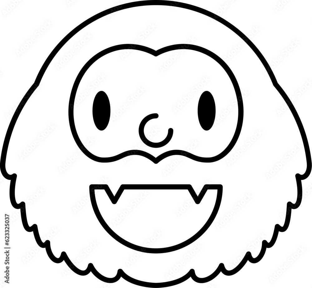Yeti line icon. Face halloween icon simple cartoon style. Yeti line icon. Face halloween icon simple cartoon style.