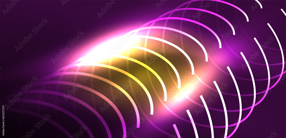 Neon lines and waves abstract background. Techno glowing neon shapes vector illustration for wallpaper, banner, background, landing page, wall art, invitation, prints, posters Neon lines and waves abstract background. Techno glowing neon shapes vector illustration for wallpaper, banner, background, landing page, wall art, invitation, prints, posters
