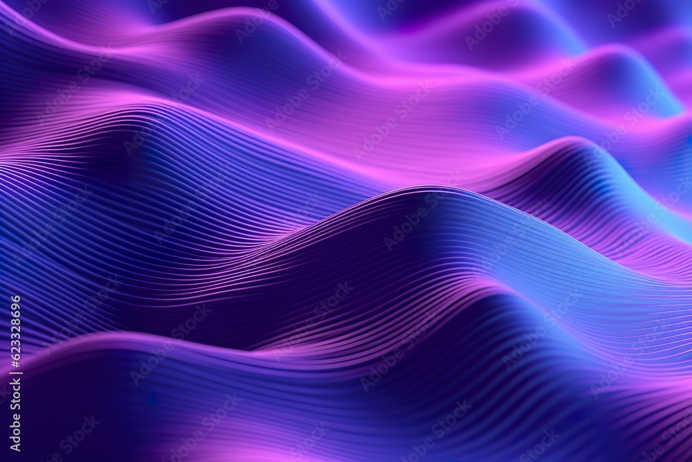 3D renders technological waves with purple, and vibrant colors. AI Generative 3D renders technological waves with purple, and vibrant colors. AI Generative