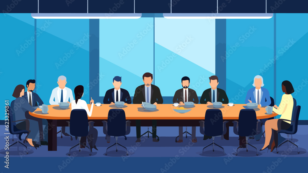 Obraz premium Conceptual vector illustration of a meeting scene at a company.