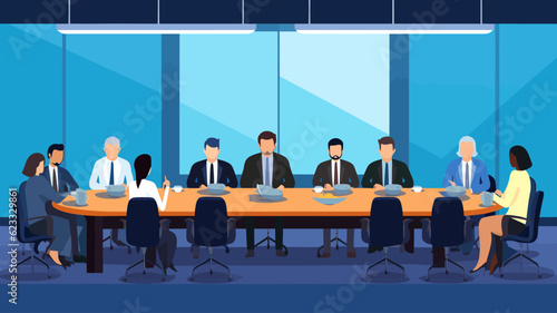 Conceptual vector illustration of a meeting scene at a company.