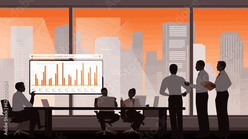 Conceptual vector illustration of a meeting scene at a company.