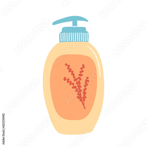 Skin care product illustration, body lotion, face toner and cream, liquid soap.