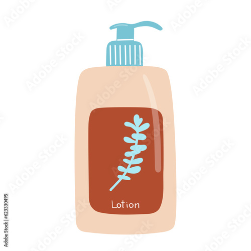 Skin care product illustration, body lotion, face toner and cream, liquid soap.