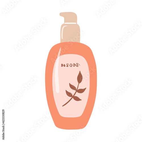 Skin care product illustration, body lotion, face toner and cream, liquid soap.