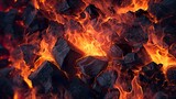 Burning coals from a fire abstract background. AI Generative