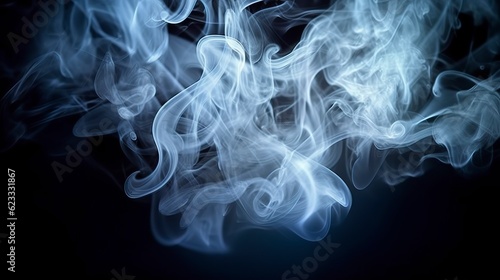 The close up view reveals the mesmerizing patterns and textures within the smoke, The ethereal quality of the smoke against the dark background. AI Generative